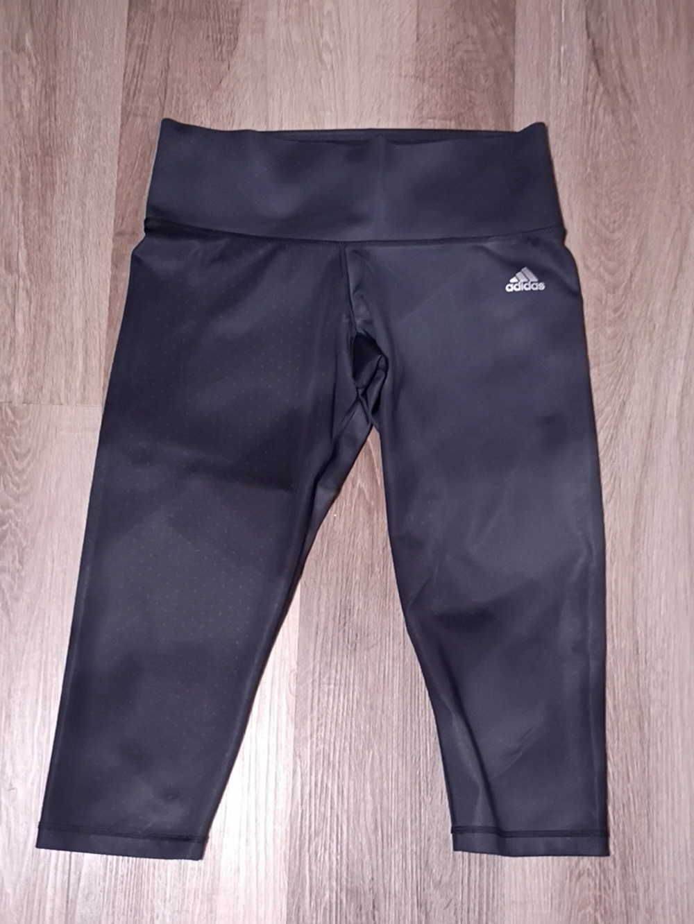 adidas Black Capri Leggings with White Logo